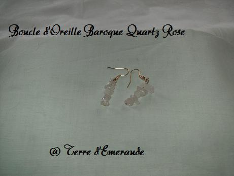boucle d'oreilles baroque quartz rose