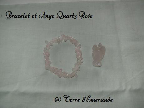 Bracelet et pendentif  ange quartz rose