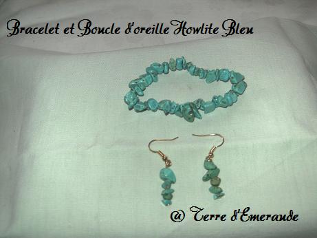 bracelet et boucles d'oreilles Howlite bleu