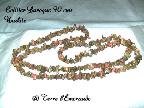 collier baroque Unakite  90 cms
