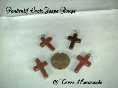 pendentif croix Jaspe rouge